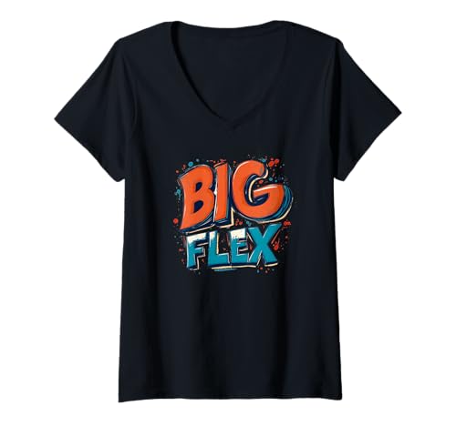 Damen Big Flex zeigt Stärke bei jeder Bewegung für Erwachsene und Kinder T-Shirt mit V-Ausschnitt Damen Big Flex zeigt Stärke bei jeder Bewegung für Erwachsene und Kinder T-Shirt mit V-Ausschnitt von Big Flex Outfit