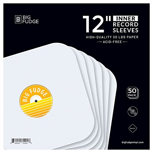 Big Fudge Schallplatten Innenhüllen - 12" x 50 STK. - Schweres & Säurefreies Papier Vinyl LP Hüllen - Antistatische Plattenhüllen für Deine LPs & Singles von Big Fudge