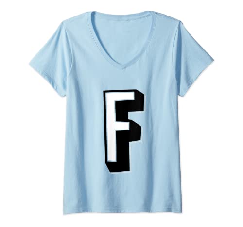 Damen Buchstabe F – großer Buchstabe F. T-Shirt mit V-Ausschnitt von Big Letters of the Alphabet gifts