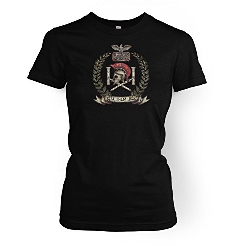 Distressed House Batiatus Crest Damen t-shirt (X Small (approx size 6)/Schwarz) von Big Mouth Clothing