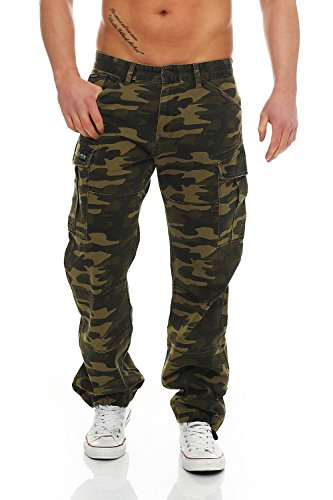 Big Seven Brian Cargo Hose Green Camouflage Comfort Fit Herren Jeans, Hosengröße:W44/L32 von Big Seven