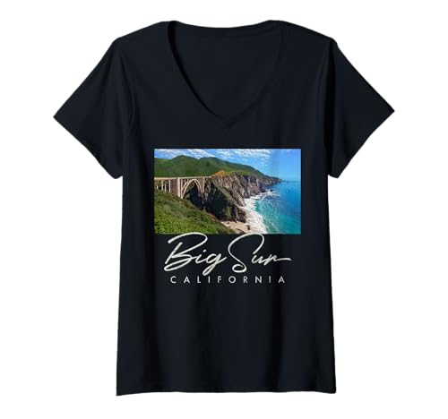 Damen Big Sur, Kalifornien T-Shirt mit V-Ausschnitt Damen Big Sur, Kalifornien T-Shirt mit V-Ausschnitt von Big Sur Souvenirs & Gifts by DV8sTees