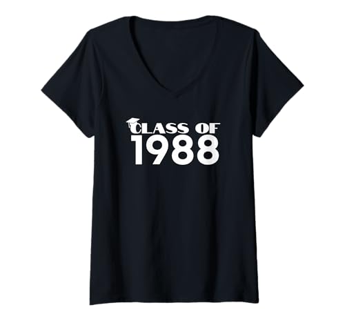 Damen Klasse von 1988 Graduiertenschule Abschluss T-Shirt mit V-Ausschnitt von Big Yellow School Bus Academy