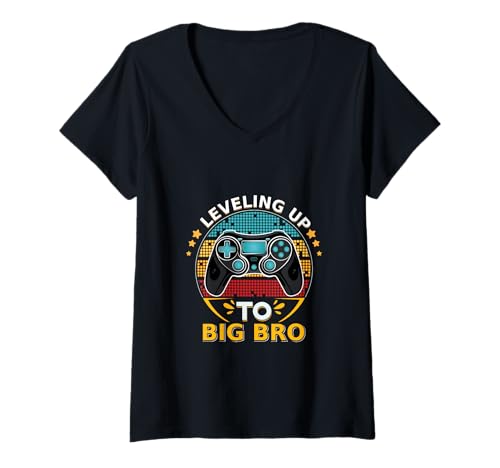 Damen Aufstieg zum Big Brother Lustiger Gamer für Kinder und Männer T-Shirt mit V-Ausschnitt von Big brother 2022 Leveled up to Big Bro