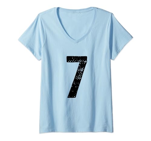 Damen Nummer 7 T-Shirt mit V-Ausschnitt Damen Nummer 7 T-Shirt mit V-Ausschnitt von Big numbers, large number gifts