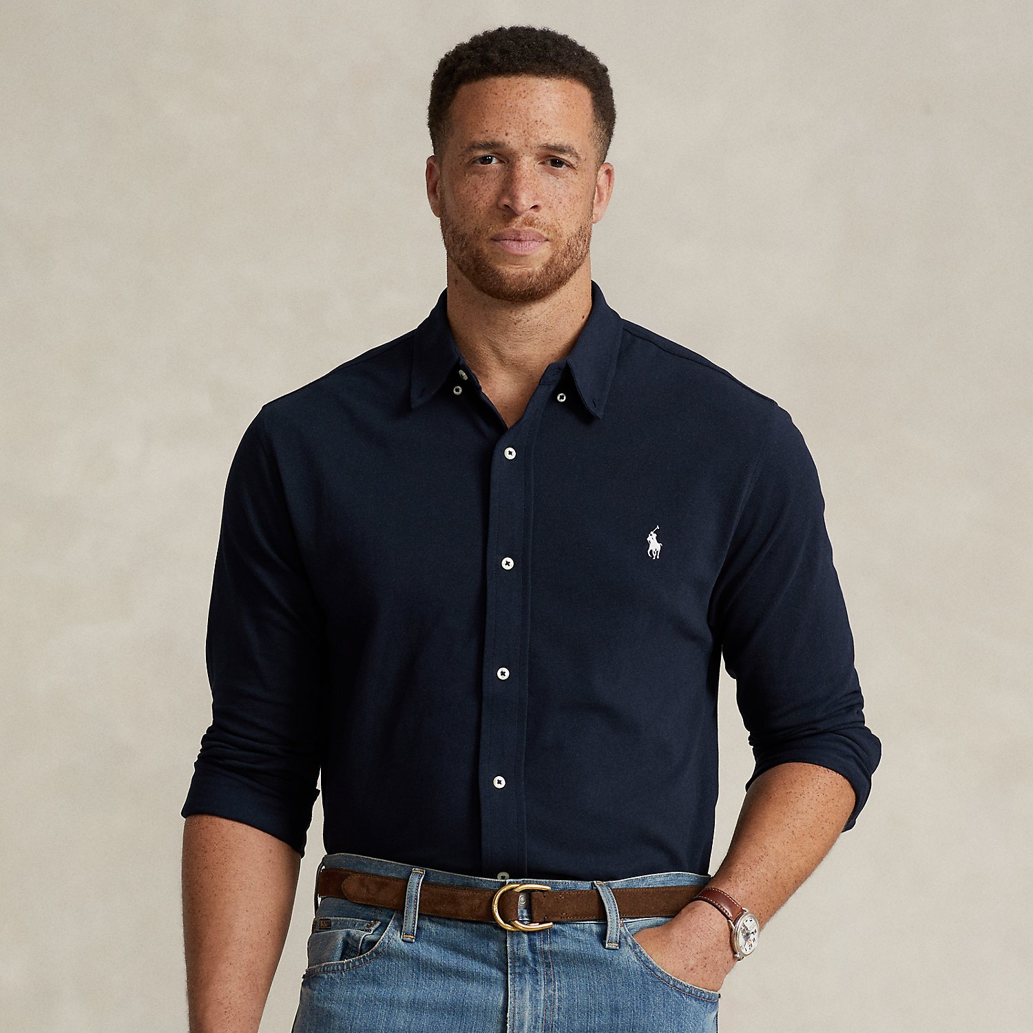 Große Größen - Featherweight Piqué-Hemd von Big & Tall