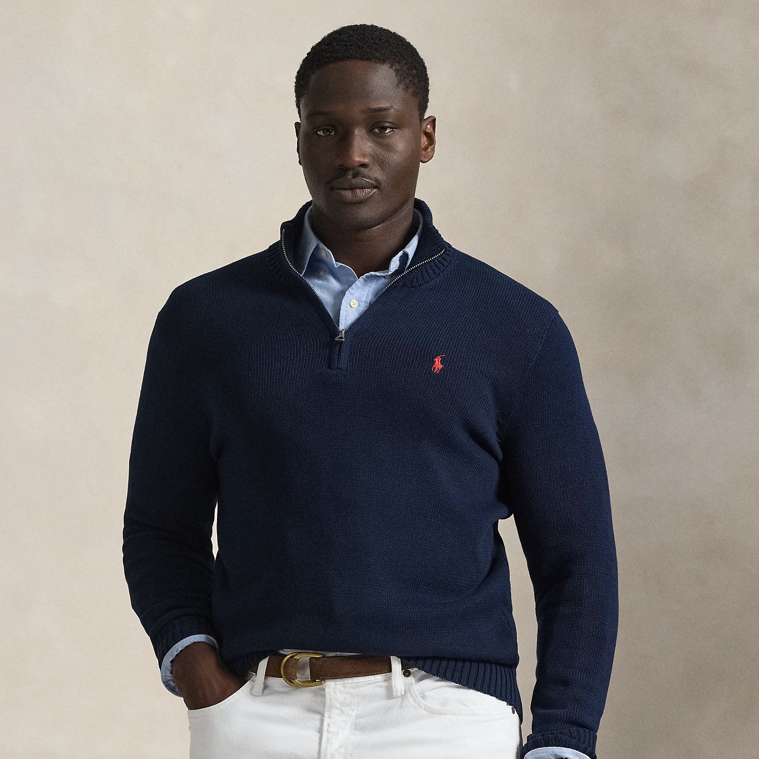 Große Größen - Baumwollpullover mit Reißverschluss von Big & Tall