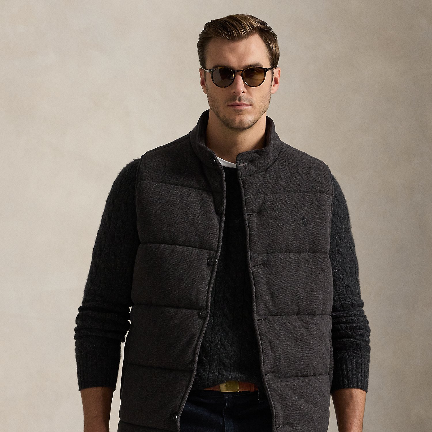 Große Größen - Gerippte Weste mit Fischgratmuster von Big & Tall