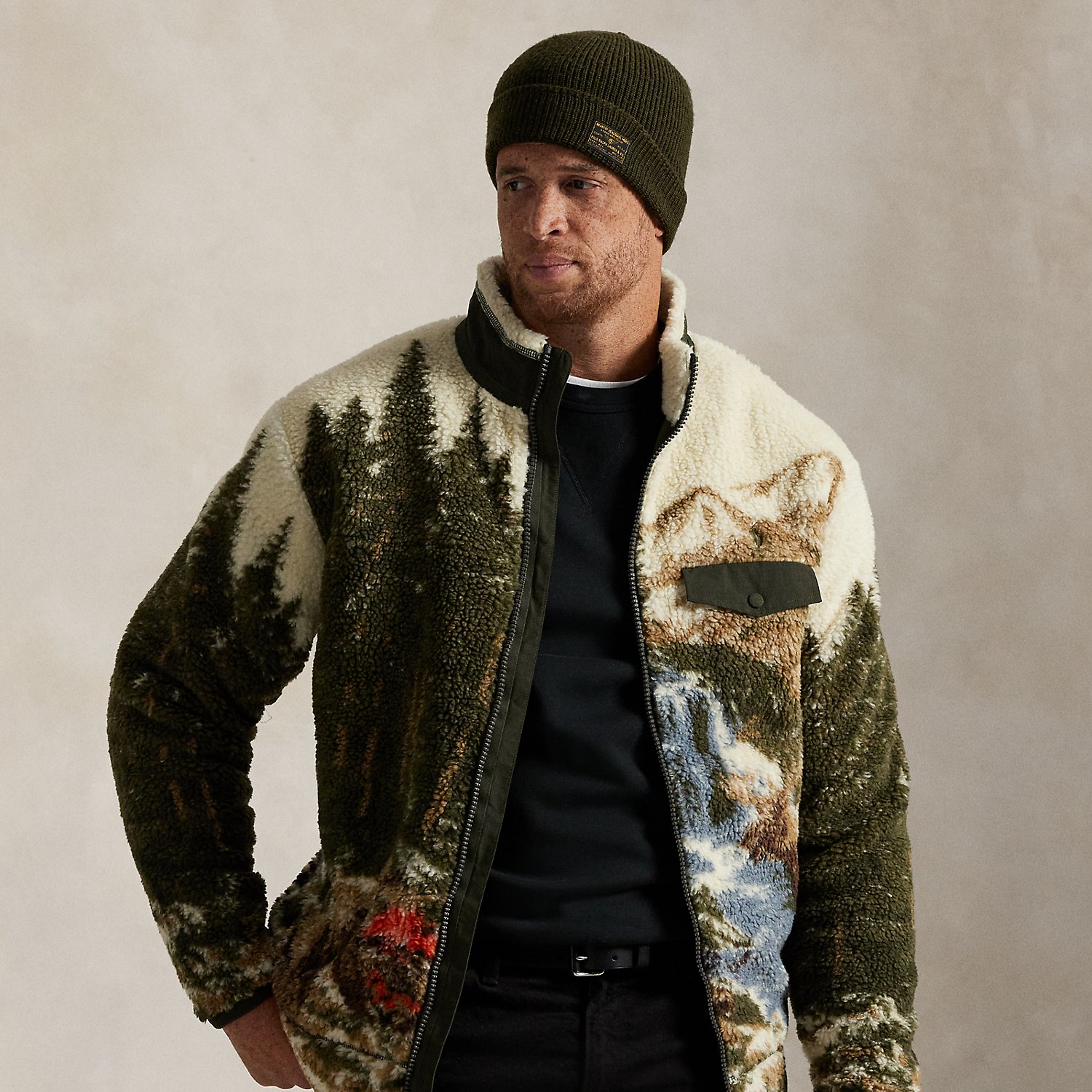 Große Größen - Jacke aus hochflorigem Fleece mit Grafik von Big & Tall