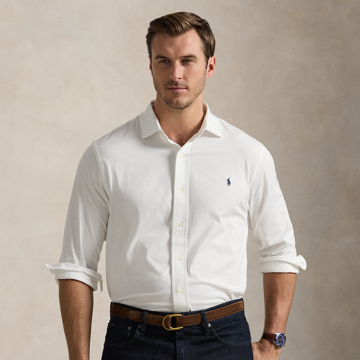 Große Größen - Jerseyhemd mit gespreiztem Kragen von Big & Tall