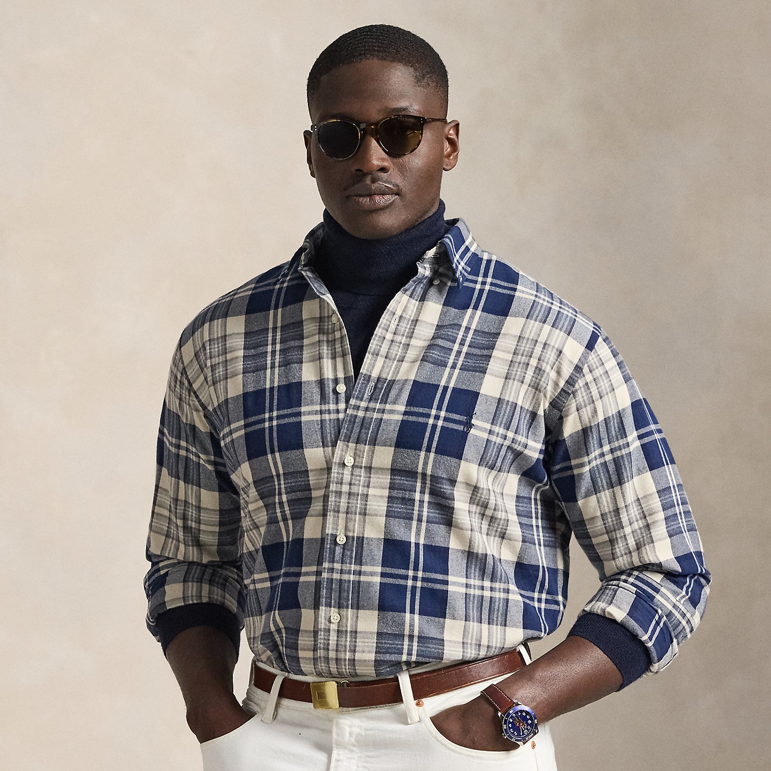 Große Größen - Kariertes Hemd aus angerautem Oxford von Big & Tall