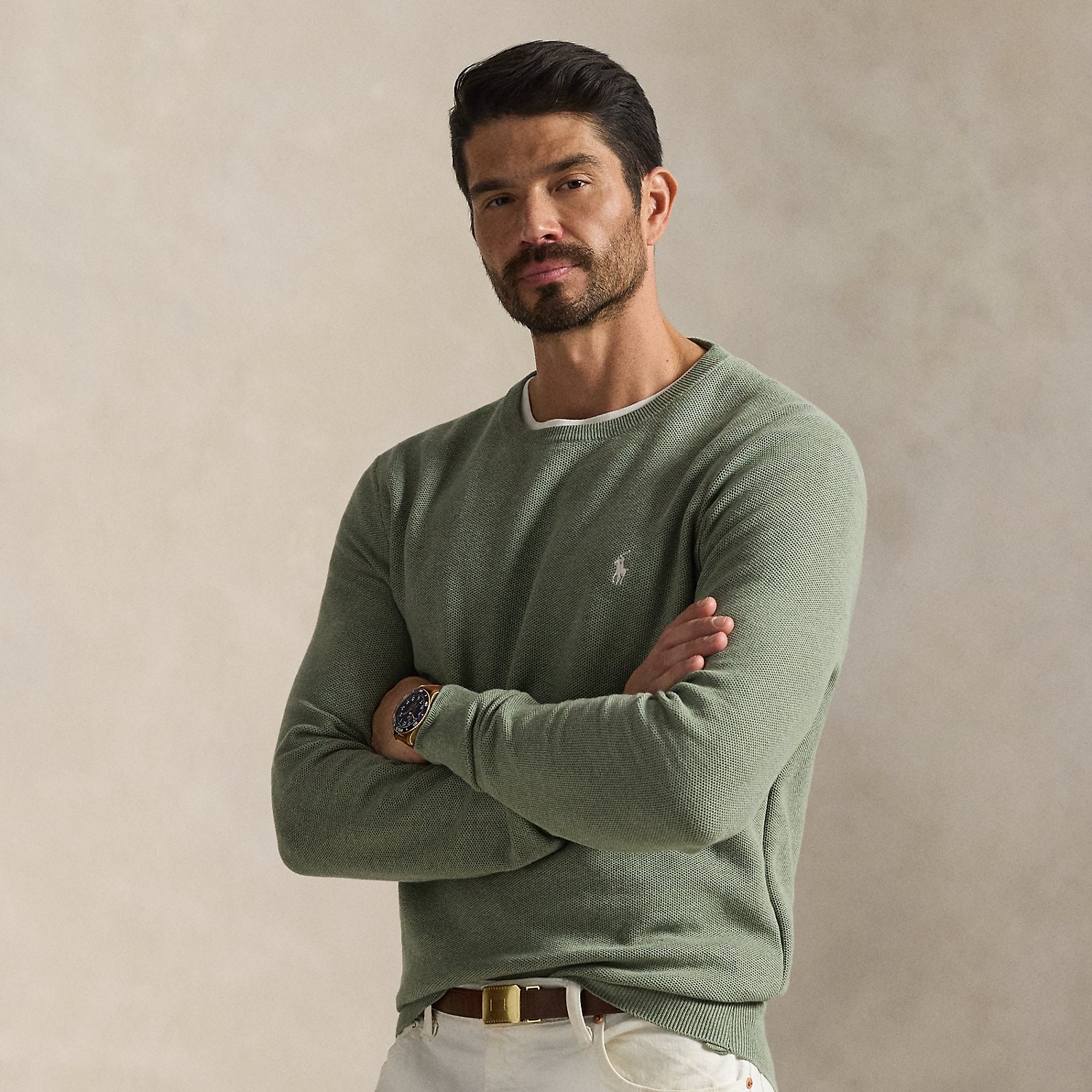 Große Größen - Rundhalspullover aus Baumwollpiqué von Big & Tall