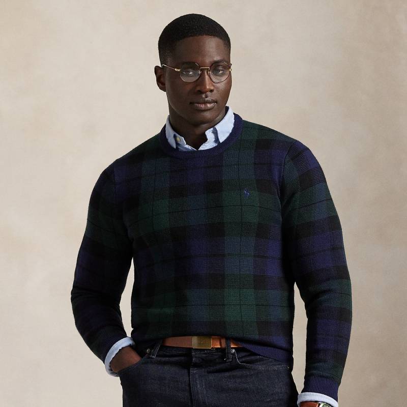 Große Größen - Waschbarer Karo-Wollpullover von Big & Tall