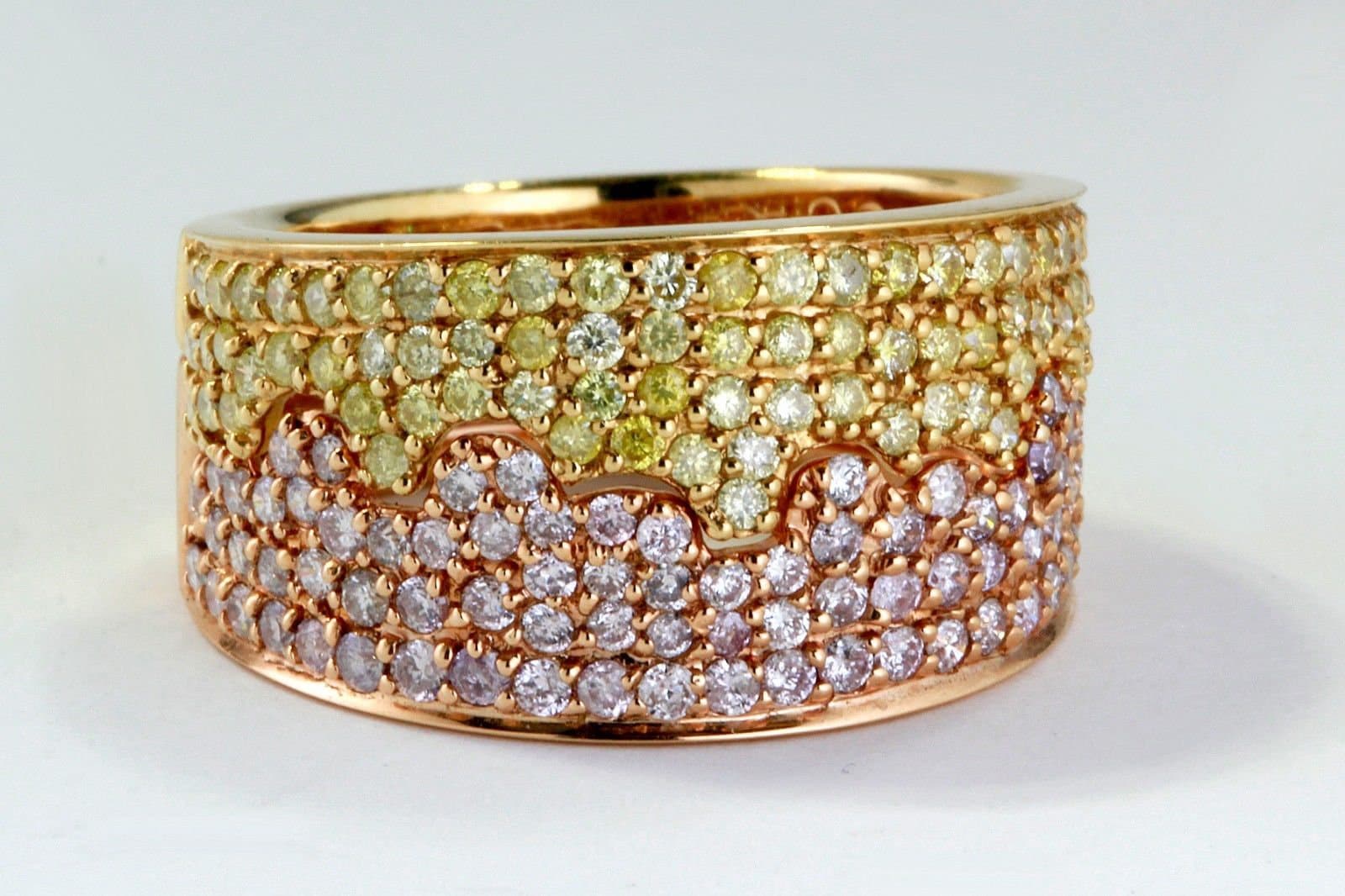 Ich Tue Ring Custom Puzzle Design Mit Rosa Diamanten Und Ausgefallene Gelbe 18K Größe 6 von BigAppleJewels