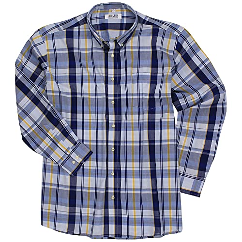 Blau-Kariertes Langarmhemd von Big-Basics in großen Größen bis 8XL, Größe:4XL Blau-Kariertes Langarmhemd von Big-Basics in großen Größen bis 8XL, Größe:4XL von BigBasics