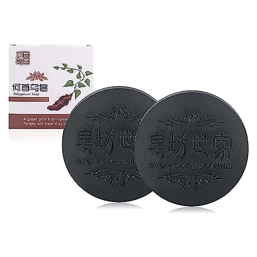 Polygonum Multiflorum Shampoo Seife, Natürliche Haarpflege für Schwarzes & Dickes Haar, Anti-Haarausfall, Fördert Haarwachstum, He Shou Wu Haarseife, Für Männer & Frauen (2 Stück) von BigCheer