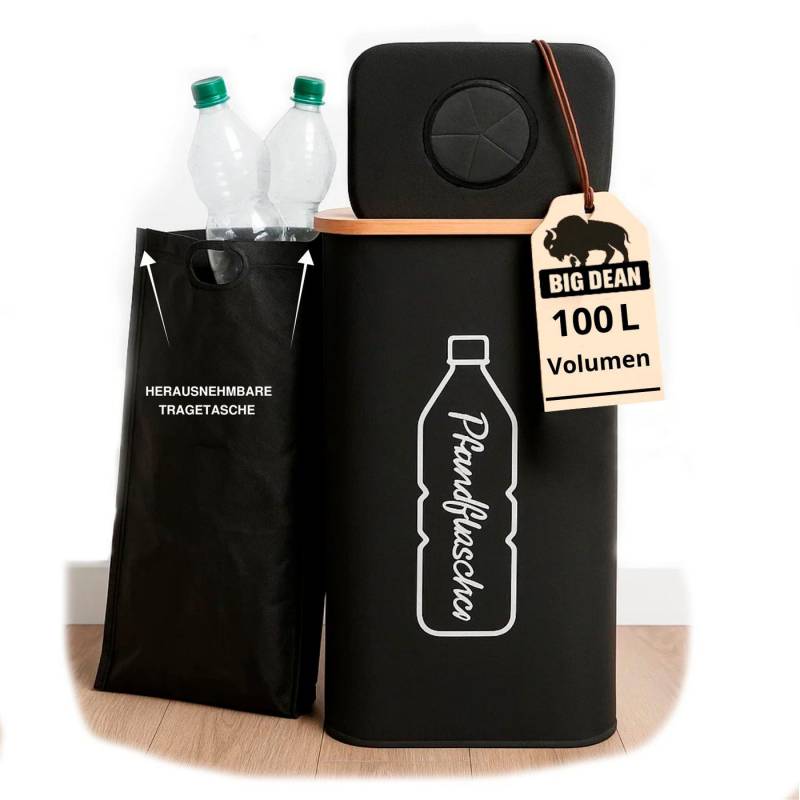 BigDean Flaschenkorb Pfandflaschen Sammelbehälter 100L inkl. Tragetasche Flaschensammler, 100 l von BigDean