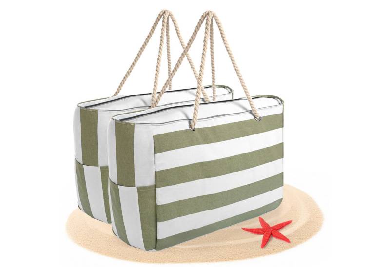 BigDean Strandtasche Badetasche XXL 2 Stück große mit Reißverschluss Schwimmbad Tasche (2-tlg) von BigDean