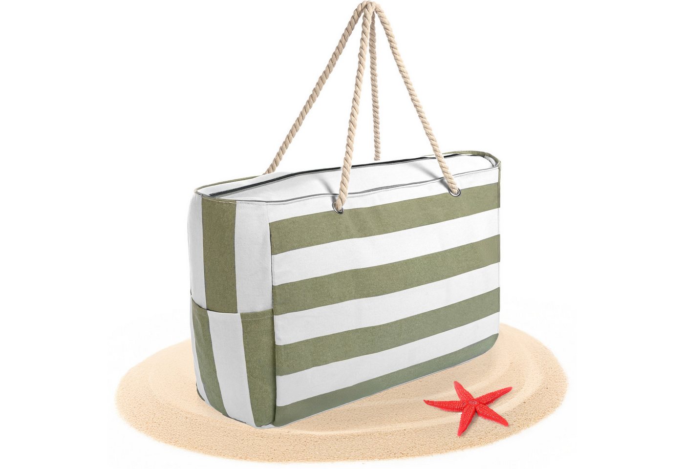 BigDean XL-Strandtasche große Badetasche mit Reißverschluss Schwimmbad Tasche Saunatasche (Packung, 1-tlg., 1 stk), Waschbar bei 30°c von BigDean