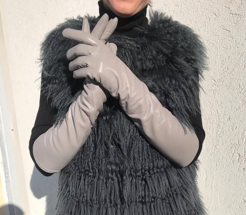 Blitzverkauf Lederhandschuhe Mit "Touch Screen" Beschichtung Damen Winter Handschuhe Aus Leder Farbe - Hellgrau Alle Größen Abendhandschuhe Lange Glo von BigFamilyFinds