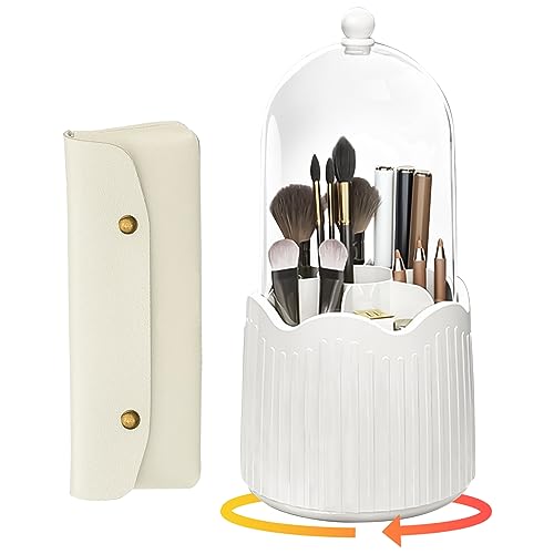 BigKing Make-up-Pinselhalter mit Deckel, Bürstenhalter, Make-up-Organizer, 360 Grad drehbar, staubdicht, Make-up-Pinsel-Organizer für Schminktisch, Schreibtisch, Badezimmer, Arbeitsplatte, 7 Fächer, von BigKing