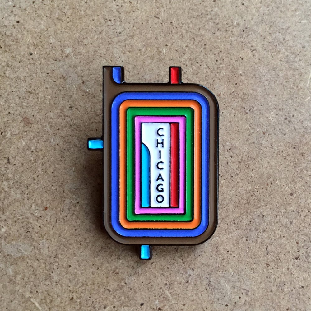 Chicago Loop Map Emaille Pin - Bunter Der Cta L Des Loops. Tolles Geschenk Nimm Das L von BigLeaguePins