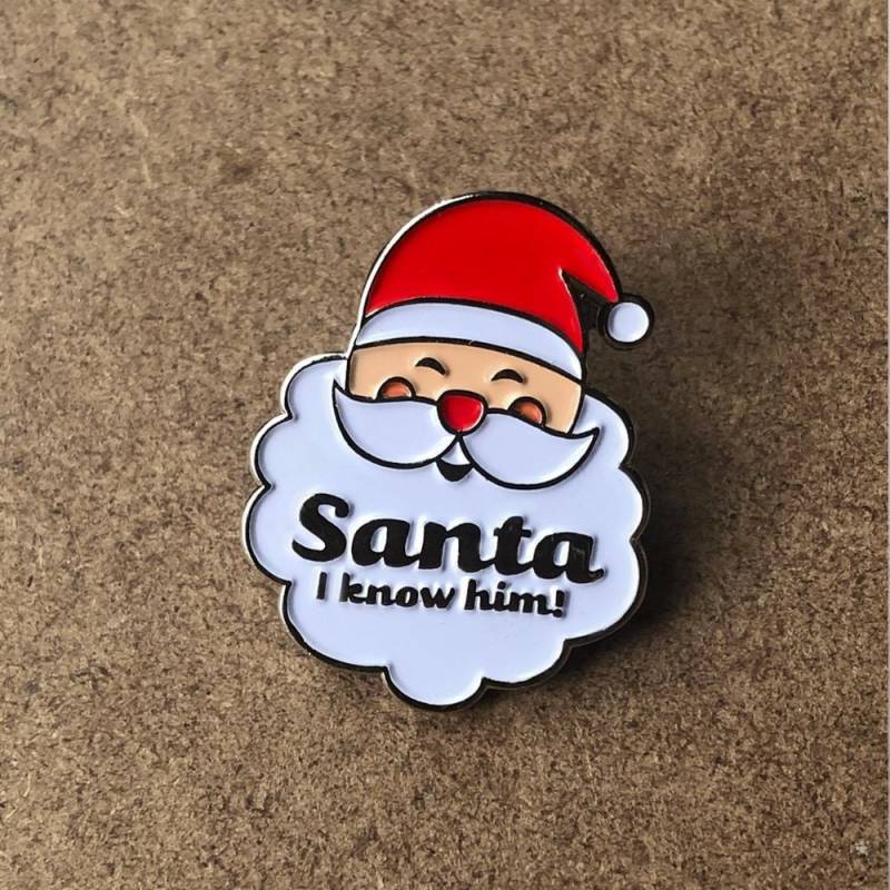 Weihnachtsmann Weiß Emaille Pin Weihnachtsgeschenk von BigLeaguePins