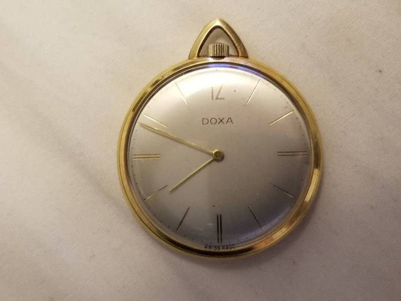 Seltene Doxa Swiss Made Vergoldete Taschenuhr Zum Aufziehen von BigLouAntiqueGems