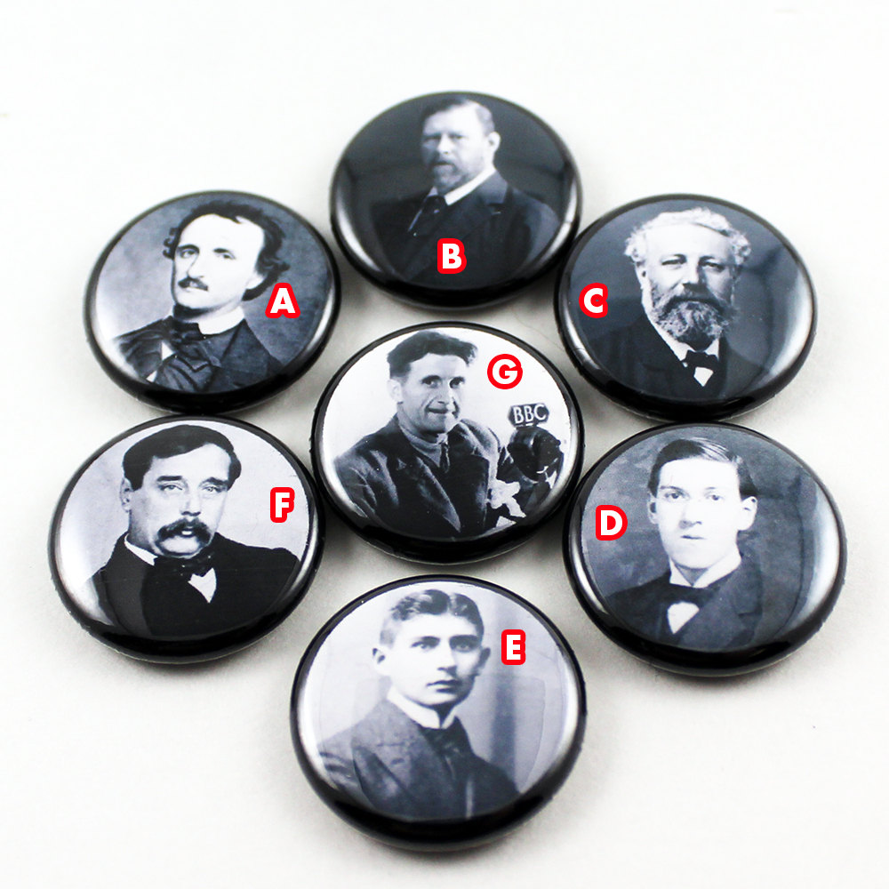 Autorin 2, 5 cm Buttons Poe, Lovecraft, Orwell von BigMeanPunk