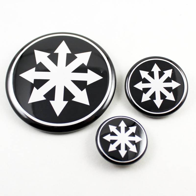 Chaos Stern | Button 3 Größen Zur Auswahl Weiß Auf Schwarz Ewiger Champion Gwar Moorhahn Symbol von BigMeanPunk