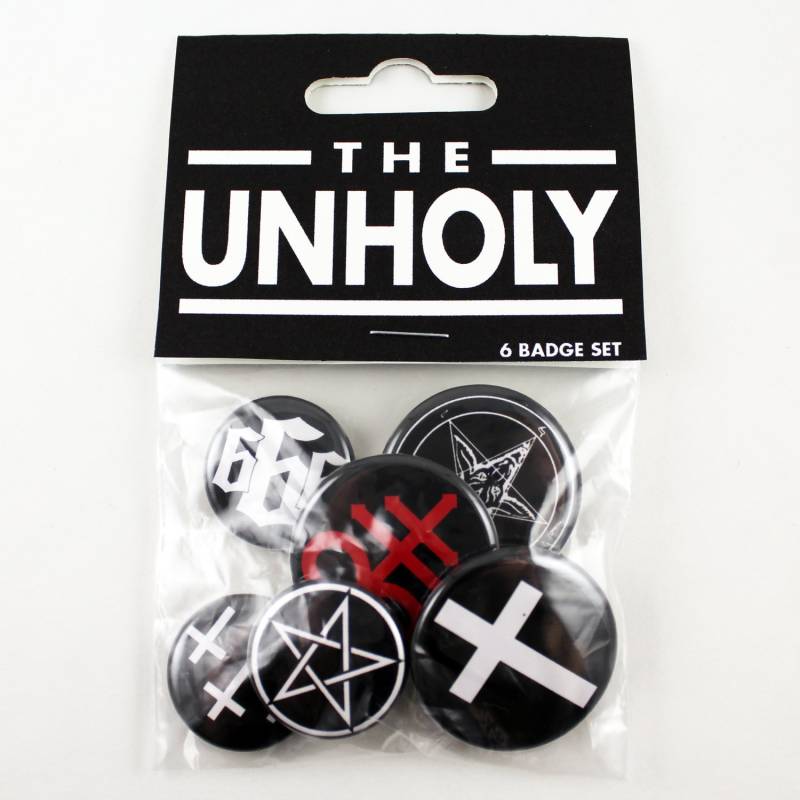 Das Unheilige | 6 Abzeichen Set Satan Occult Gothic Buttons 666 Pentagram Baphomet von BigMeanPunk