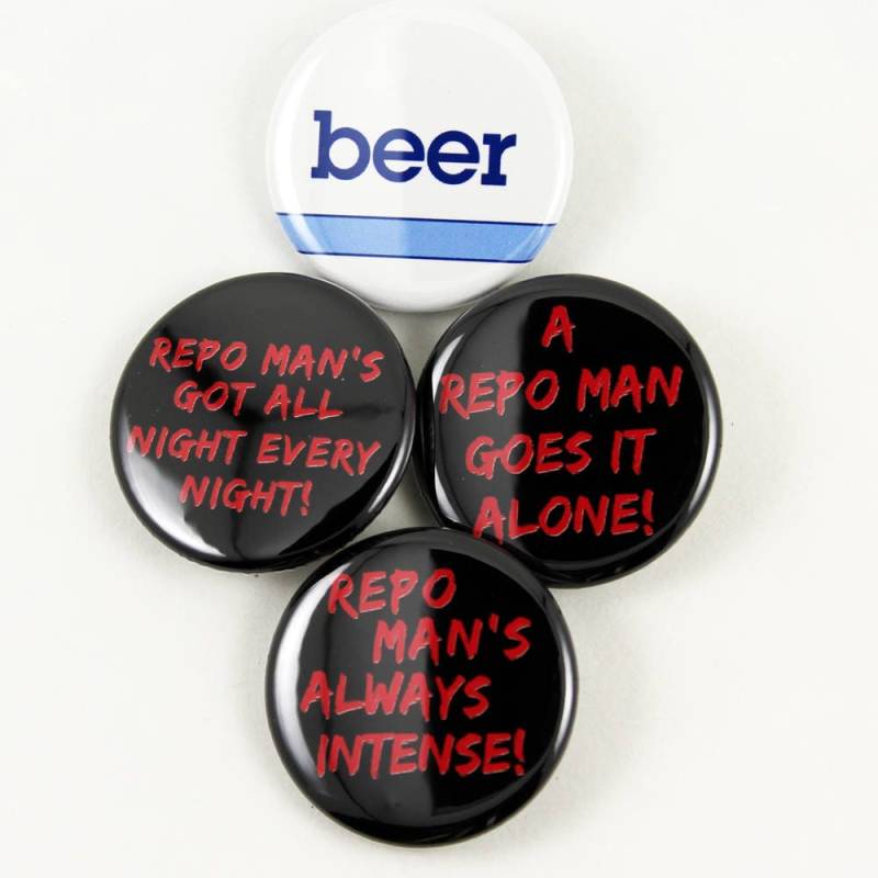 Repo Man Zitate Und Bier-Logo | Pinback Tasten Sci-Fi Punk-Kult-Klassiker von BigMeanPunk