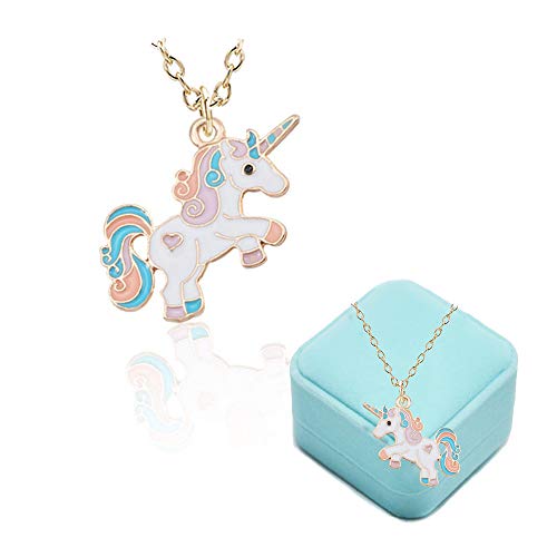 BigNoseDeer Kinder Einhorn Halskette Mädchen Regenbogenwolke Schmuck für Mädchen Einhorn Geschenk für Teen Kinder Weihnachten das Erntedankfest Halloween mit Geschenkbox von MengCat