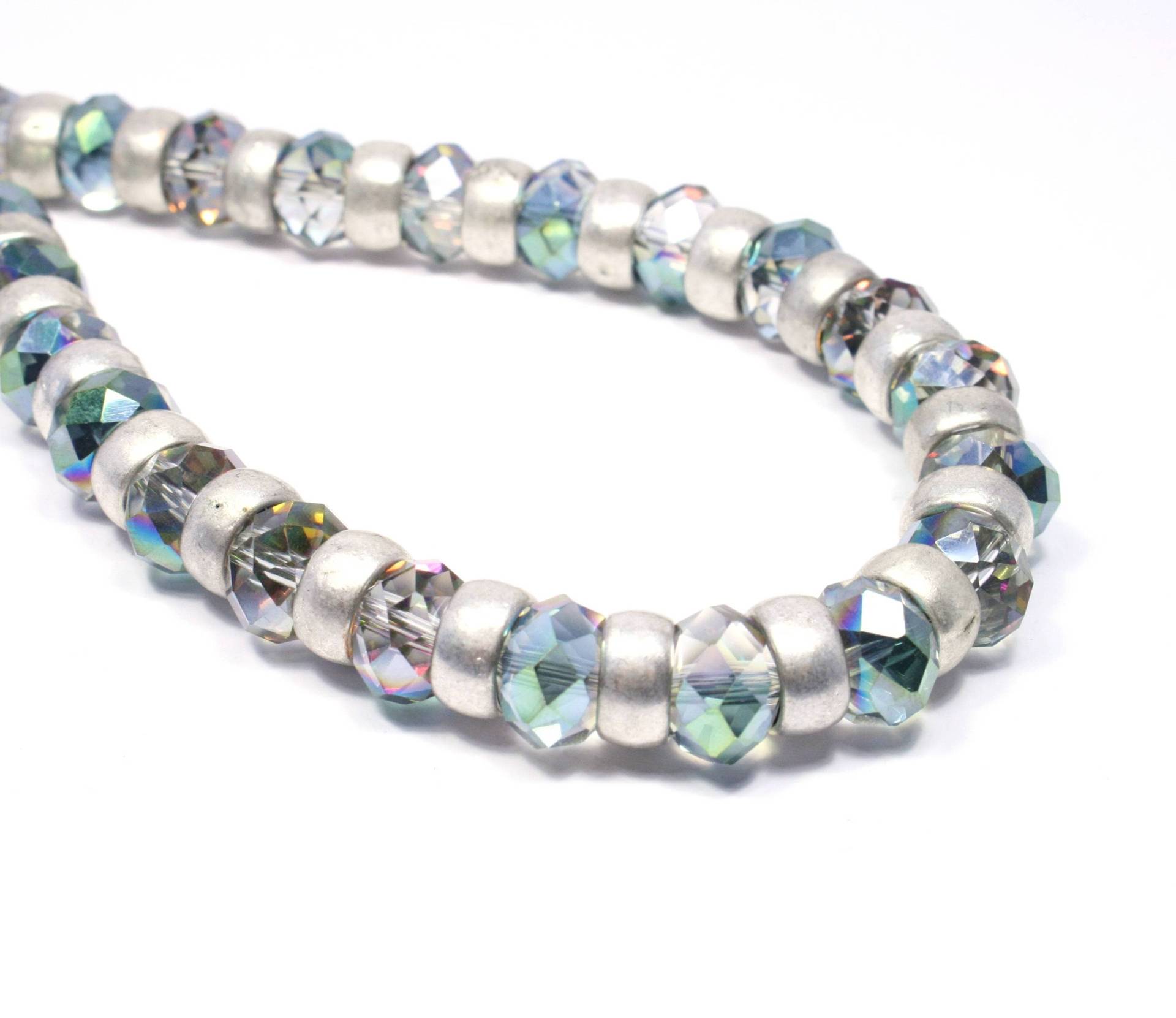 Funkelnde Kristall Halskette - Facettierte Ab Und Matte Silber Perlen Schmuck von BigSkiesJewellery