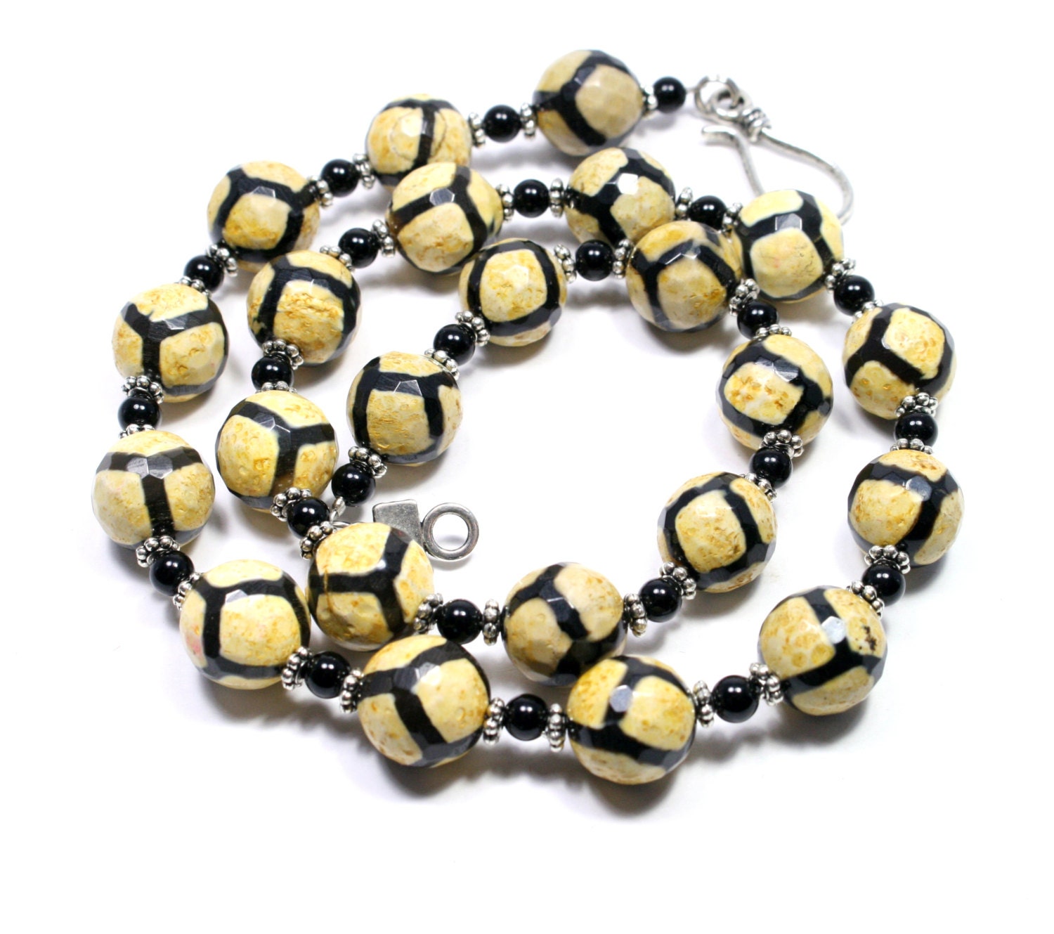 Giraffe Perlenkette - Edelstein Schmuck Animal Print Stein Achat Big Skies von BigSkiesJewellery