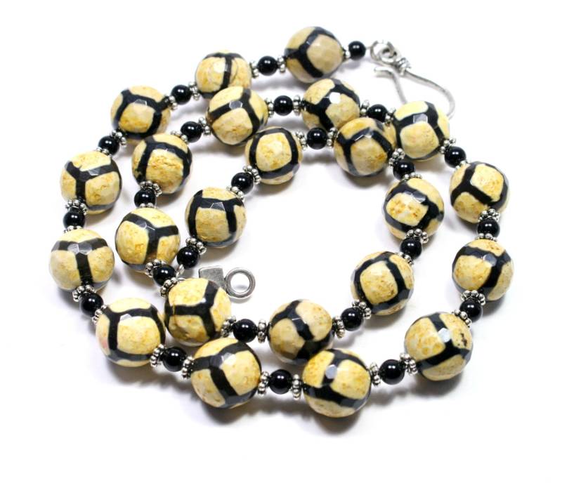 Giraffe Perlenkette - Edelstein Schmuck Animal Print Stein Achat Big Skies von BigSkiesJewellery