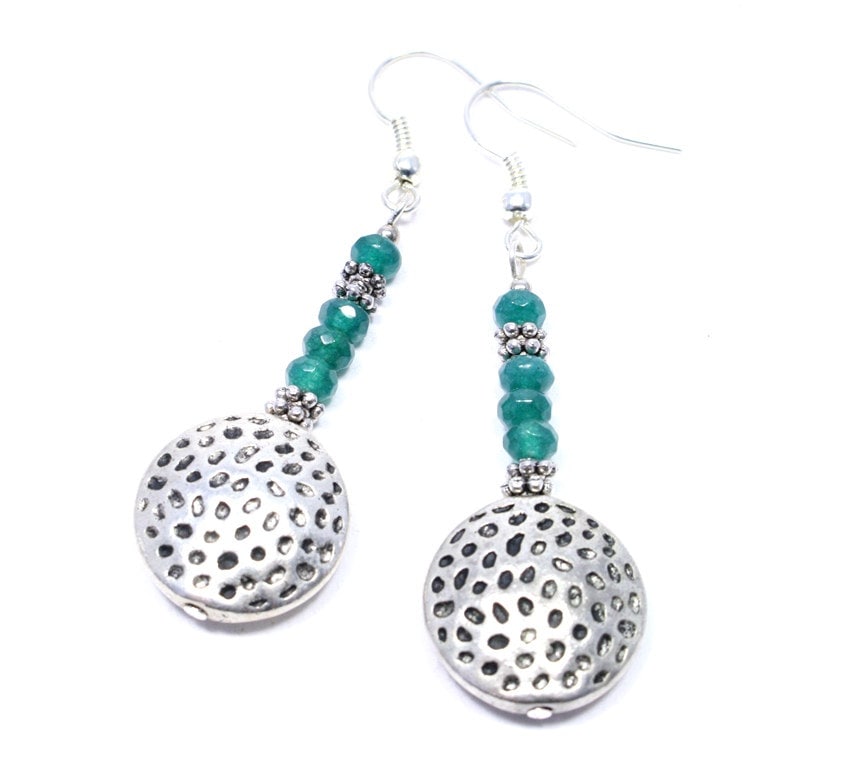 Smaragd Tropfen Ohrringe - Und Silber Perlen Versilberte Grüne von BigSkiesJewellery