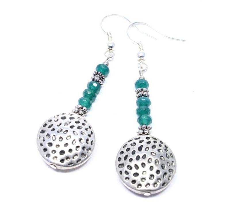 Smaragd Tropfen Ohrringe - Und Silber Perlen Versilberte Grüne von BigSkiesJewellery