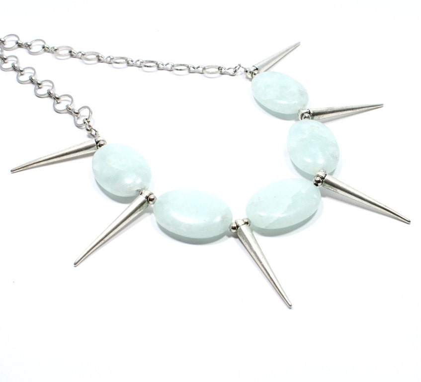 Spike Halskette - Edelstein Schmuck Moderne Fransen Perlen Bigskiesjewelry von BigSkiesJewellery