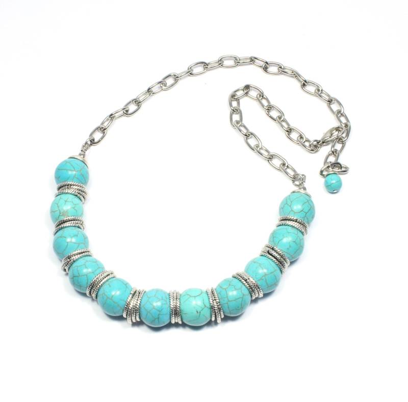 Türkis Perlen Halskette - Schmuck Edelstein Blau von BigSkiesJewellery