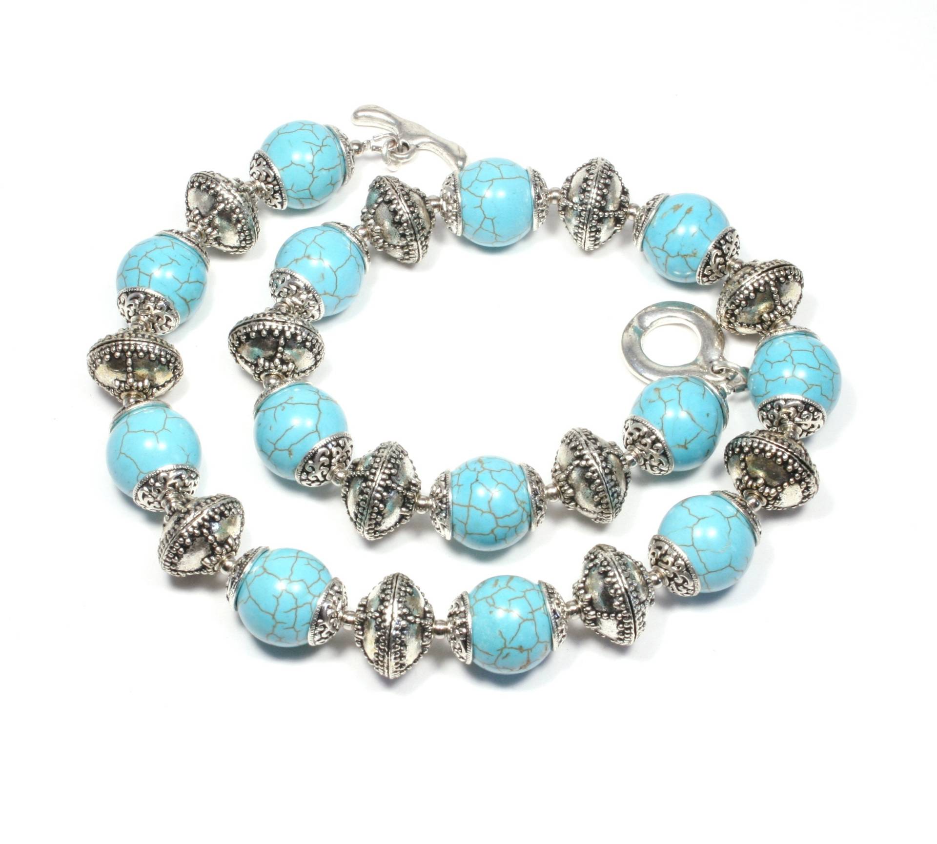 Türkis Perlen Halskette - Schmuck Statement Chunky Und Silber Edelstein von BigSkiesJewellery