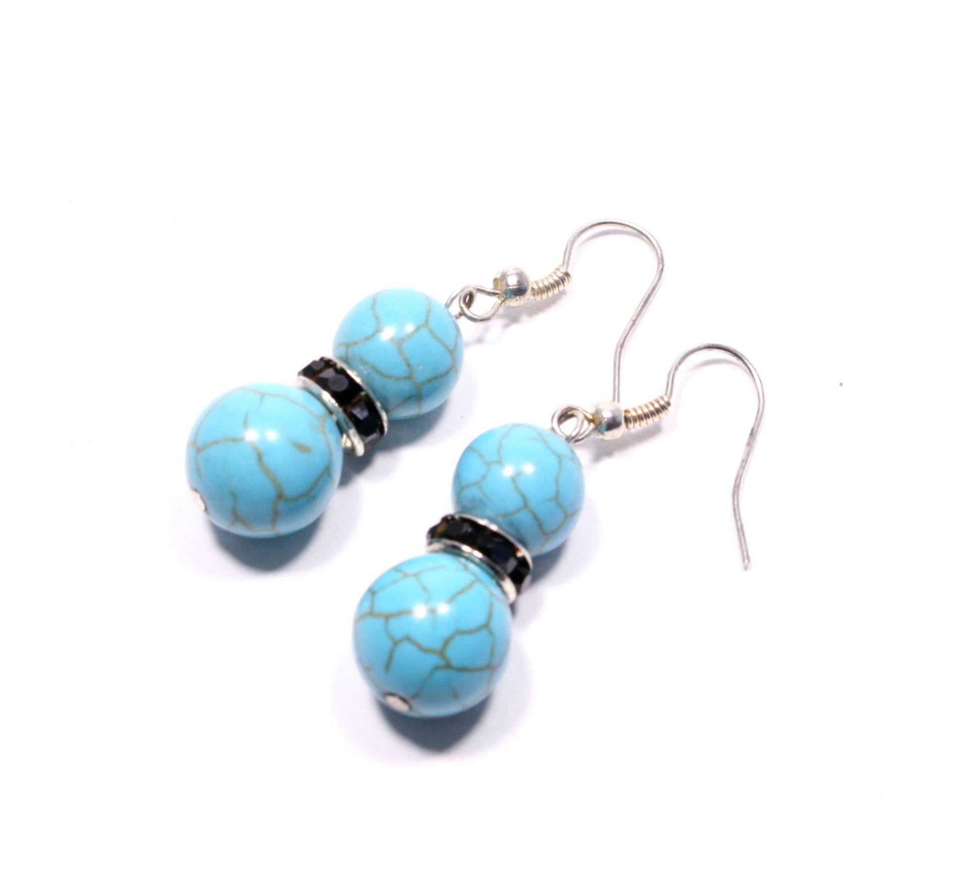 Türkis Tropfen Ohrringe, Damen Baumeln, Blaue Edelstein Tropfen, Howlith Halbedelstein Ohrringe von BigSkiesJewellery