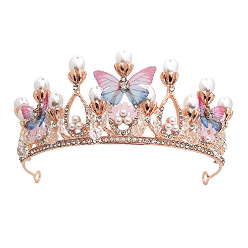 BigTree Tiara für Mädchen, Kristall-Tiara, Perle, Prinzessin, Kostüm, Krone, Stirnband, Blume, Wettbewerb, Braut, Hochzeit, Haarschmuck, Cosplay, Geburtstag, Feier, Urlaub, Party, Geschenk von BigTree