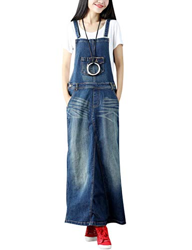 Bigassets Damen Ärmellos Denim Latzhose Latzhose Kleid Langer Strapsroc Style 2 von Bigassets