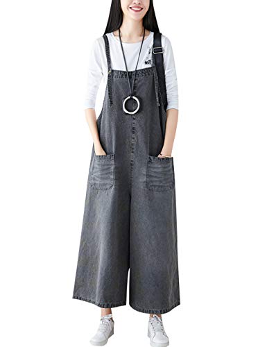 Bigassets Damen Ärmellos Overalls Weite Hose Jeans Overall Latzhose M von Bigassets