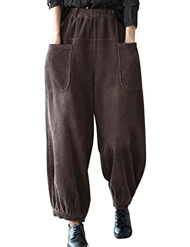 Bigassets Damen Baumwolle Cordhose Vintage Hose mit weitem Bein Coffee Bigassets Damen Baumwolle Cordhose Vintage Hose mit weitem Bein Coffee von Bigassets