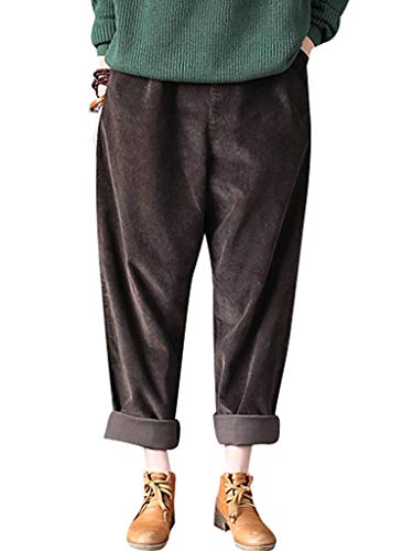 Bigassets Damen Elastische Taille Baumwolle Cordhose Beiläufig Hose Style 1 Coffee Bigassets Damen Elastische Taille Baumwolle Cordhose Beiläufig Hose Style 1 Coffee von Bigassets
