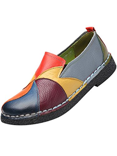 Bigassets Damen Farbblock Mutterschaft Schuhe Leder Flache Schuhe Style 1 Yellow EU 39 von Bigassets