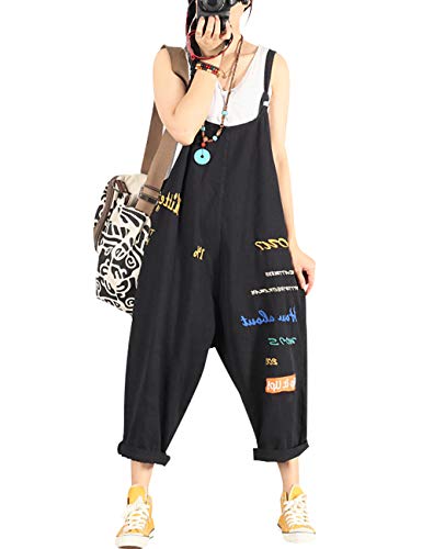 Bigassets Damen Jeans Latzhose Ärmellos Overalls Jumpsuits Style 2 Black von Bigassets