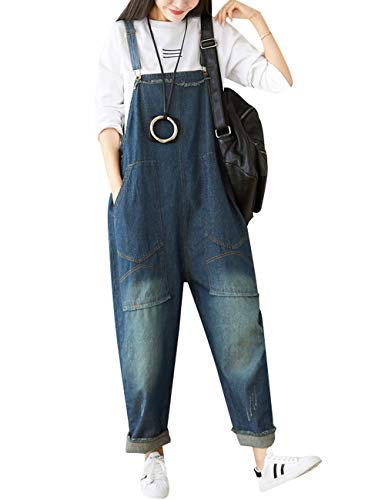 Bigassets Damen Loose Jumpsuits Verstellbarer Riemen Denim Spielanzug Overalls Latzhose Style 1 Blue von Bigassets